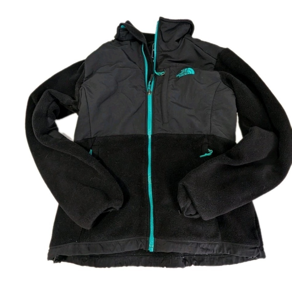 The North Face Denali Fleece Jacket Womens Medium Black Teal Full Zip Hybrid